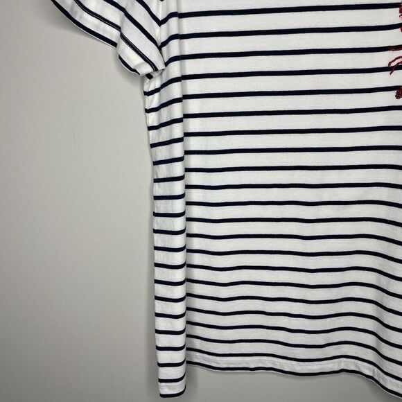 J.CREW Embellished Lobster Tee Women Large Striped NEW Sequin Nautical BY963 - Picture 4 of 14